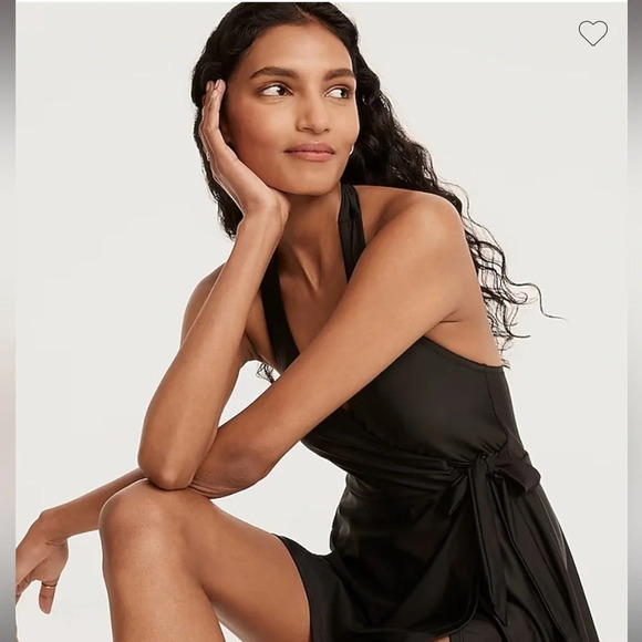 NWT J Crew Womens size 10 Black Halter Wrap Swim Dress One Piece Modest Swimsuit - Picture 2 of 6